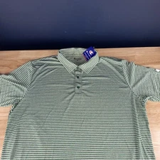 Champion Polo Shirt 2XL Green Striped Short Sleeve Athletic Golf Mens XXL