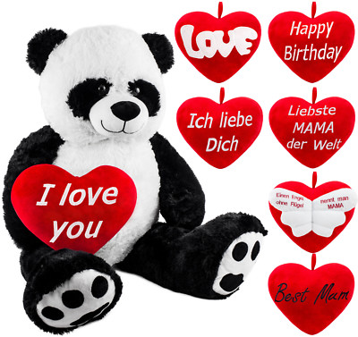 Großer Panda Bär mit Herz 100 cm Kuscheltier Bär Partner Geschenk ILY Liebe Love