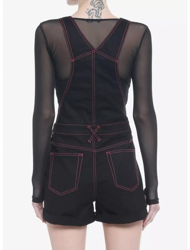 Skelanimals Kit Contrast Stitch Shortalls Women's Size 1 Black Comfy & Straps - Picture 5 of 9