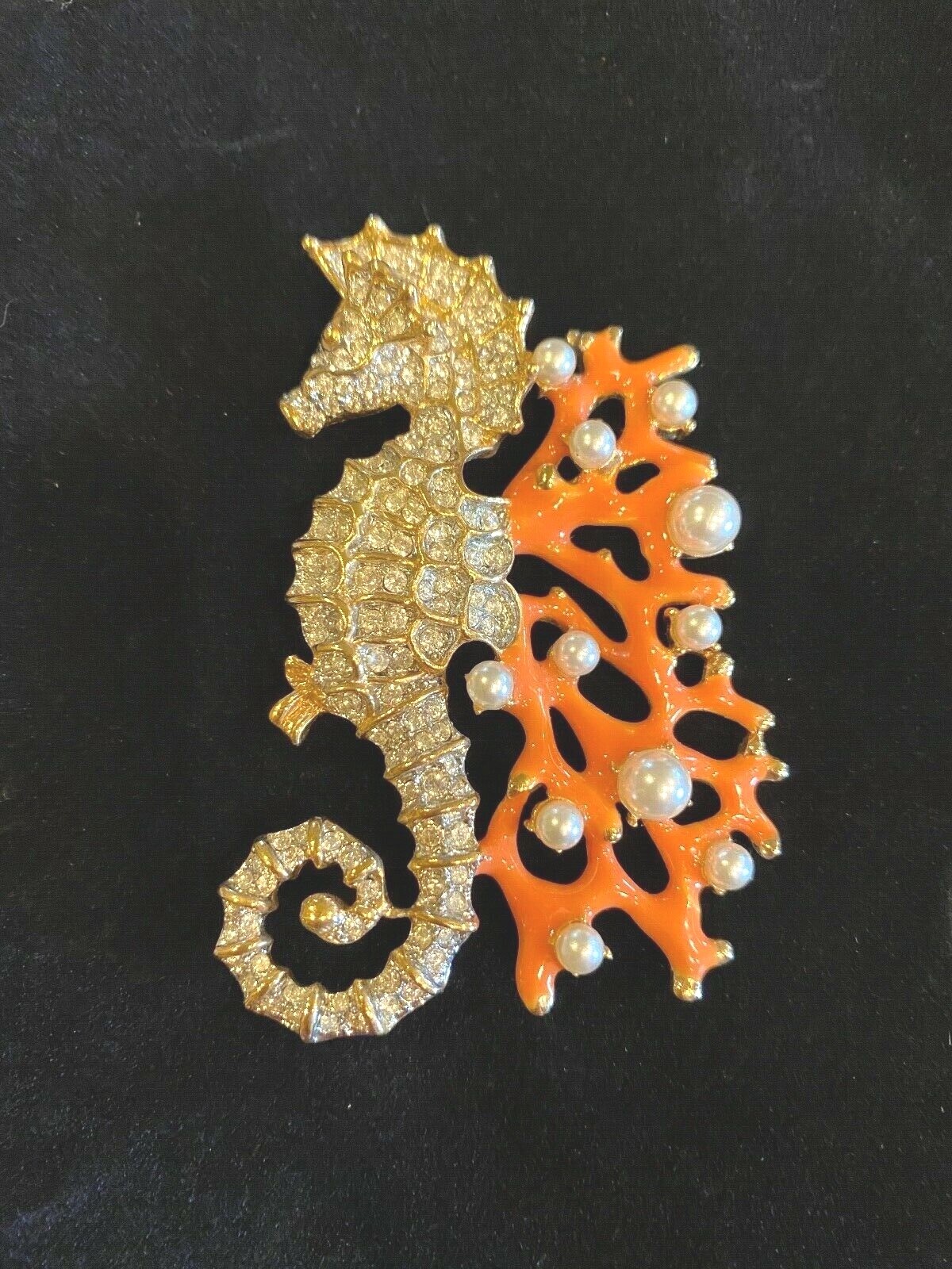 VTG KENNETH J LANE SEAHORSE IN CORAL REEF BROOCH - image 5