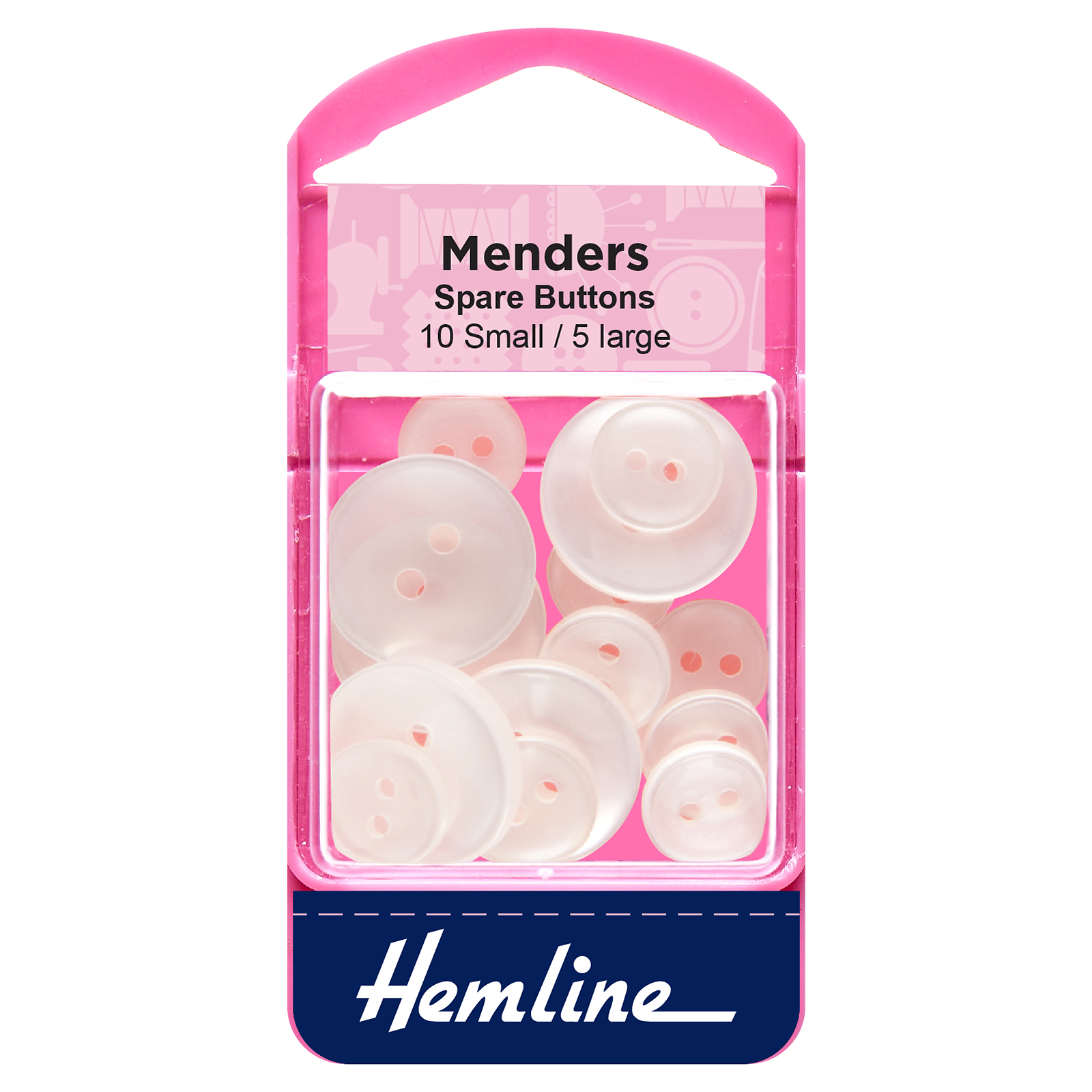 Hemline Round  Mender Replacement 2 Hole Shirt Buttons White x 15 New - Image 3