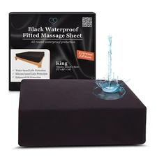 Eroticgel KING Extreme Black Waterproof Fitted Massage Sheet 72'' x 80'' + 14''