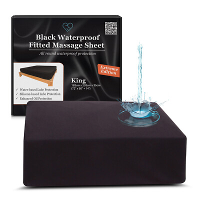 Eroticgel KING Extreme Black Waterproof Fitted Massage Sheet 72'' x 80'' + 14''