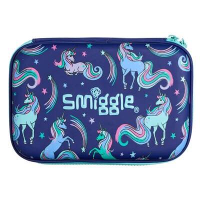 Brandneu mit Etikett Smiggle Good Vibes Hardtop Schreibwaren-Set Federmäppchen Einhorn marineblau NEU
