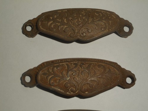 Antique Cast Iron EASTLAKE VICTORIAN Drawer Pulls Bin Handles PAT DEC 1873 (4) - Picture 19 of 24