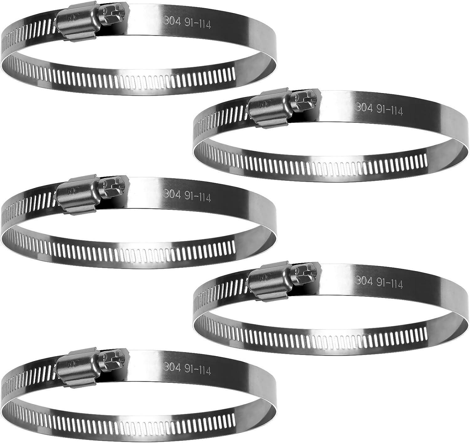 5 Pack Jubilee Clips Hose Clips 91-114 mm Adjustable Ducting Clamps for Securing