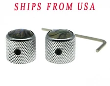 KAISH 2x Abalone Top Chrome Guitar Dome Knobs for Tele Telecaster Bass Knob