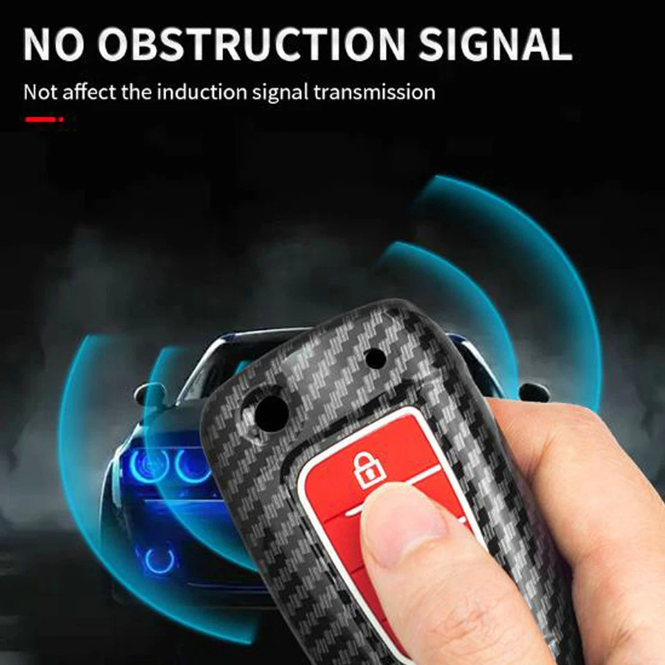 Para Hyundai Accent Kona 4 Botones Fibra de Carbono Control Remoto Llavero Rígido ABS Estuche Cubierta Foto 3 de 4
