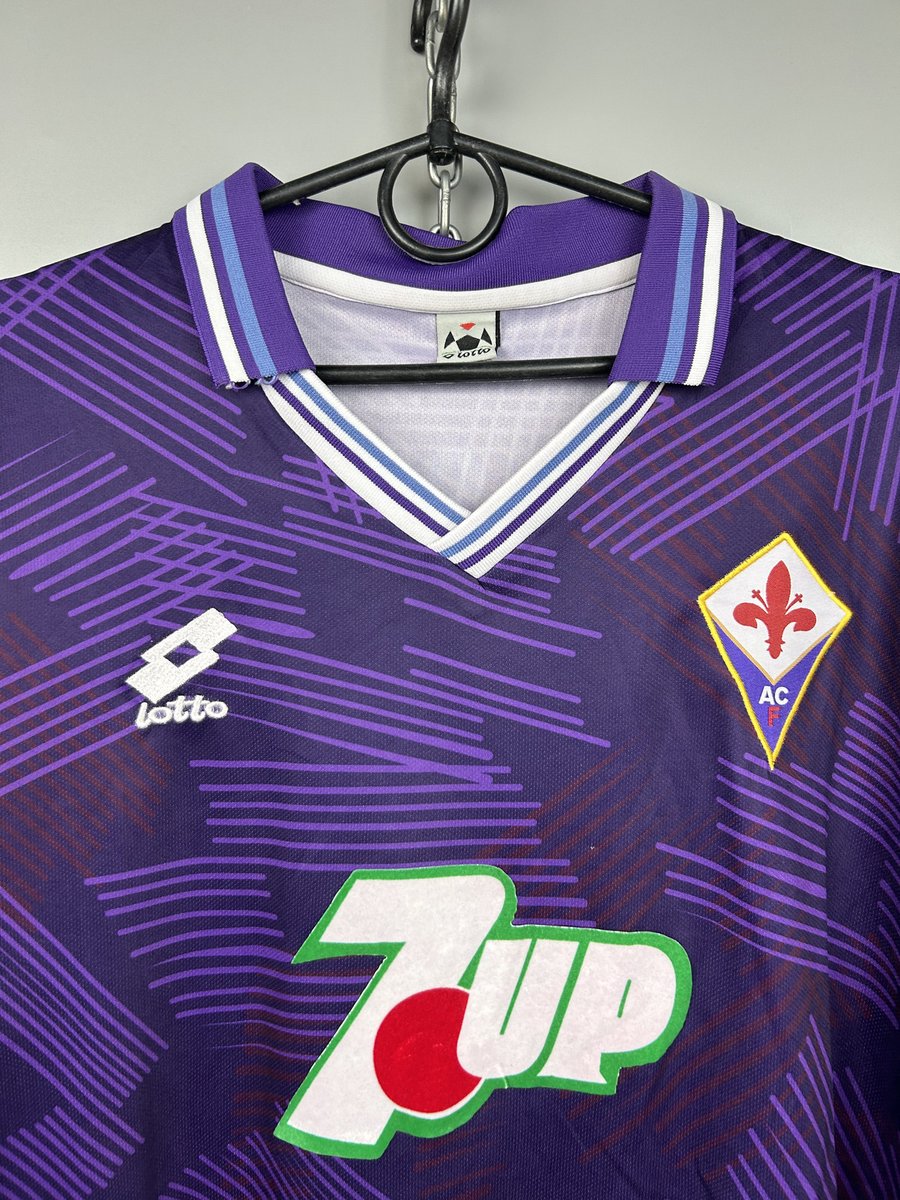 Fiorentina Batistuta 1992/1993 Home 7up Soccer Jersey Lotto Fiorentina Batistuta 1992/1993 Home 7up Soccer Jersey Lotto