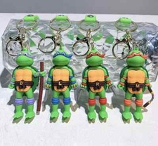 TMNT Teenage Mutant Ninja Turtles 3D Characters Silicone Keychain Set of 4 A 