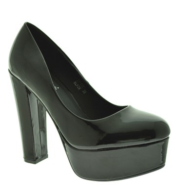 SCARPE DONNA CON PLATEAU DECOLLETE ALTE CROMATE DECOLTE LUCIDE CON TACCO  LARGO | eBay