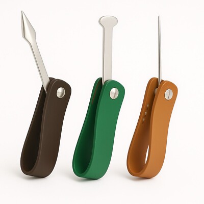 Bong & Pipe Stopper 8cm Metal & Leather Brown - Set Pipe Cutlery Pipe