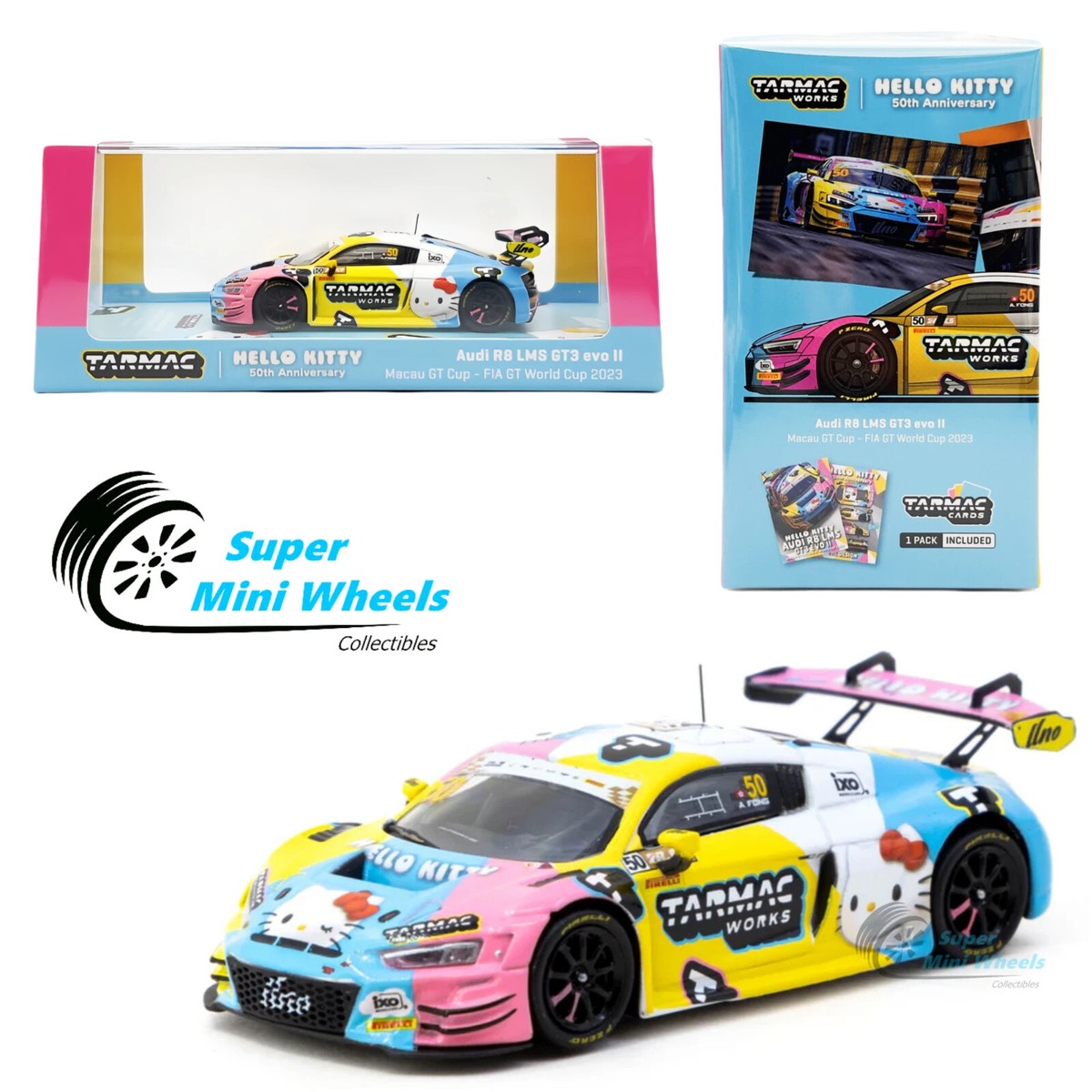 Tarmac Works Hello Kitty Dodge Van ミニカー Tarmac Works 1/64 Dodge Van Hello Kitty Food Truck Model Car