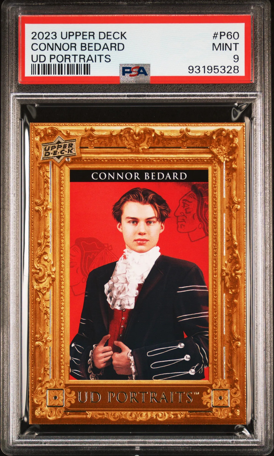 2023-24 Upper Deck UD Portraits Connor Bedard #P60 Rookie PSA 9 view 1