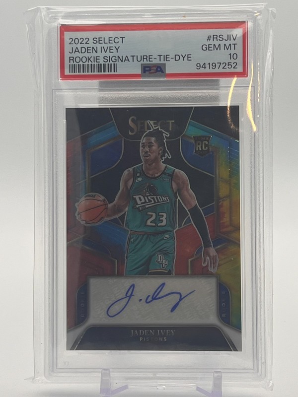 2022-23 Panini Select - Rookie Auto Jaden Ivey #RJJIV Tie-Dye /25 PSA 10