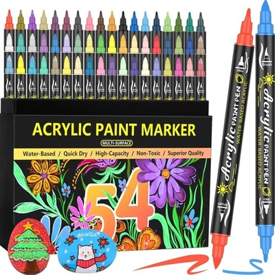 Acrylstifte Set 54er , Leinwand, Holz, Glas, Kunststoff, Papier, Metallic