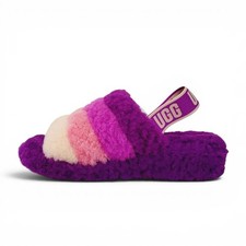 UGG Fluff Yeah Slipper Sandal Women's Size 6 Purple Pink Furry Slingback Shoe