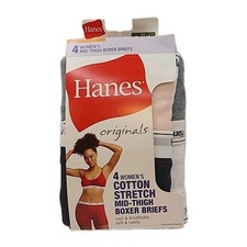 Hanes Womens Cotton Stretch Mid Thigh Boxer Briefs Size 8/XL 4 Pairs PHOTOS 