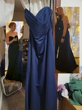 Navy Blue Chiffon Sweetheart A-Line Gown Dress Size 6 Formal
