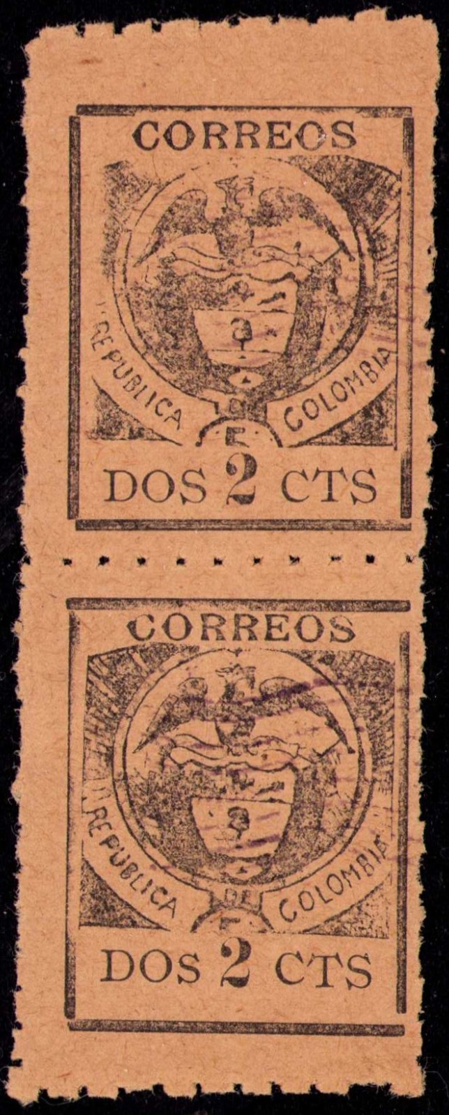 COLOMBIA - CARTAGENA ISSUE - 2c PAIR - SEWING MACHINE PERFS  - Sc 171 - 1899 RR
