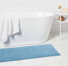 Everyday Chenille Bath Rug Runner Quilt Blue 20  x 58  - Room Essentials