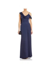 AQUA Womens Sleeveless Asymmetrical Neckline Full-Length Evening Gown Dress