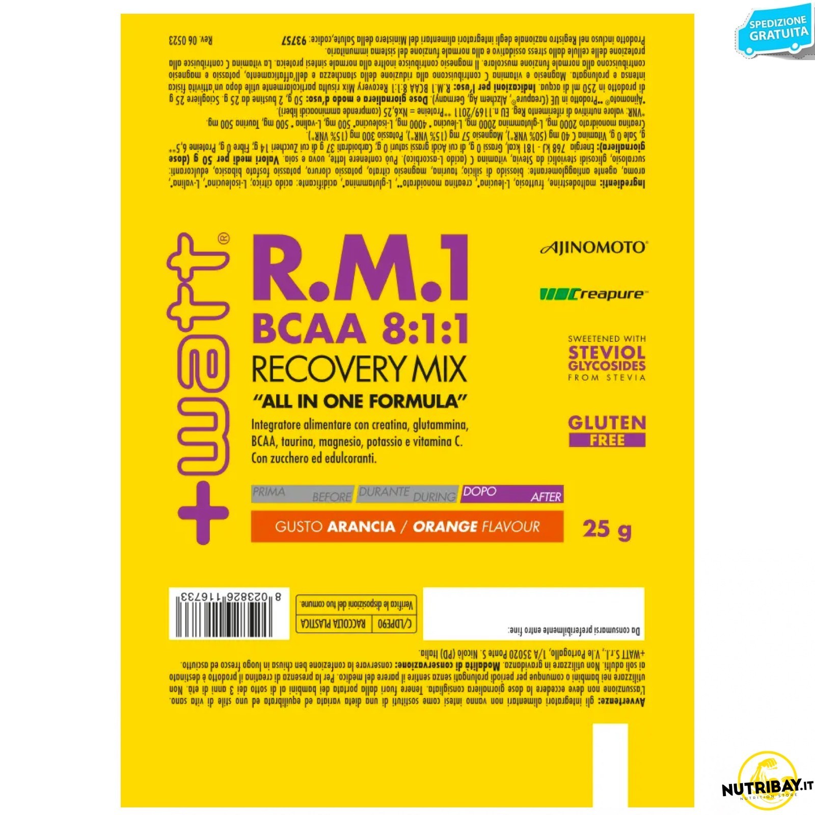 +Watt R.M.1 Aminoacidi BCAA 8:1:1 + Creatina - Recovery 500g