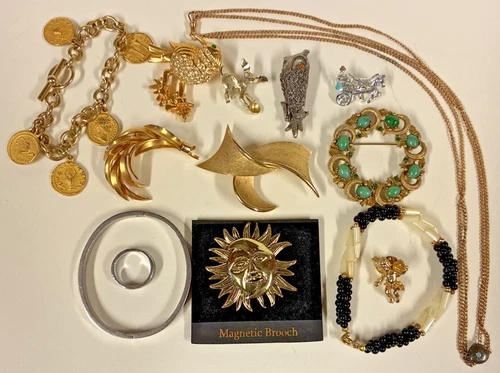 Lot of Vtg. To Now Costume Jewelry bracelets Brooches ring Necklace