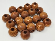 Lot of 20 Rustic Maple Wood Round Macrame Craft Beads 1-1/2" 38mm Large Hole VTG