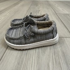 Hey Dude Wally Toddler Gray Linen Size C5 Shoes Slip