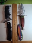 Used Knife Lot 3 Folder Rainbow Ozark Trail Pakistan 1 Fixed Blade Ace Of Spade — photo 1