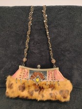 Retired Mary Frances faux fur and jeweled shoulder bag