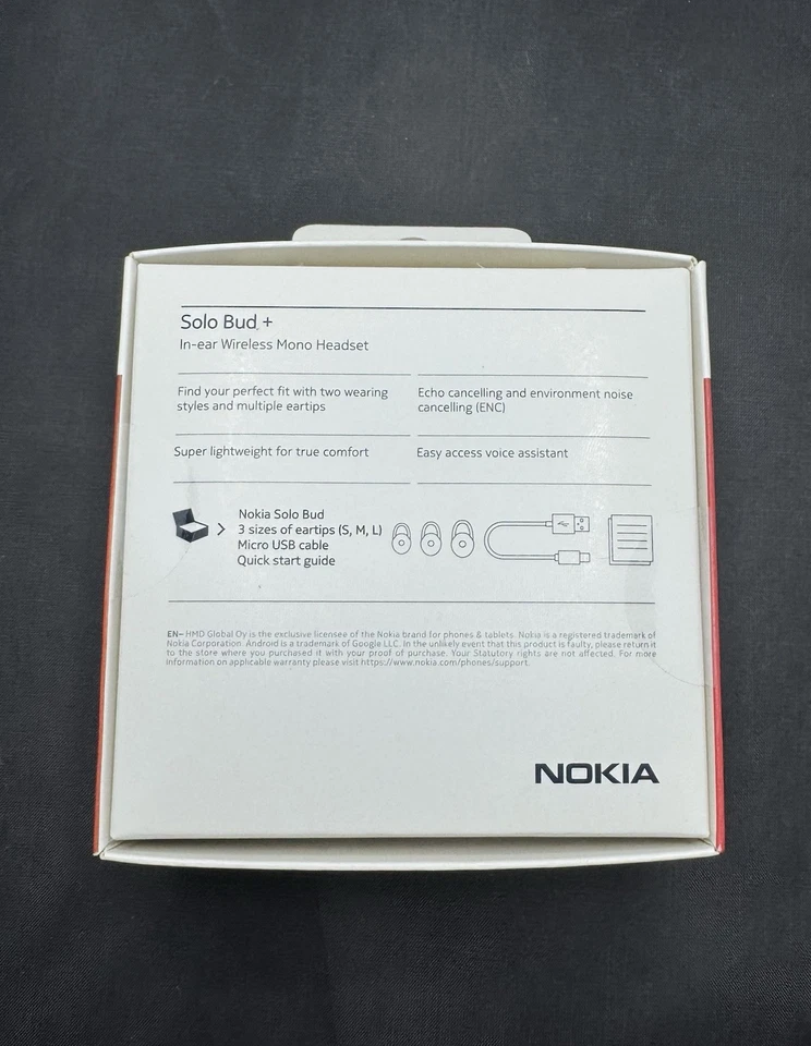 Nokia Solo Bud + In Ear Wireless Mono Headset w/ Bluetooth /& Echo Cancelling. - Image 2 of 4