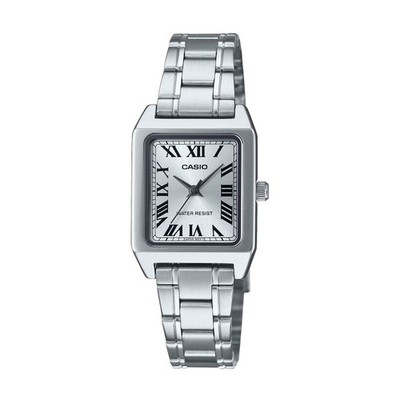 Casio Damenuhr mit silbernem Zifferblatt und silbernem Armband LTP-B150D-7BEF