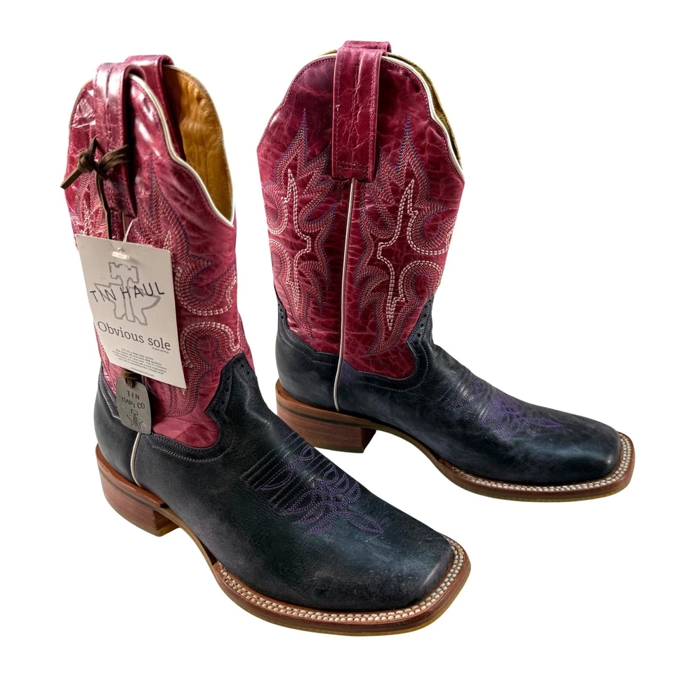 Tin Haul Mujer Talla 6.5 Suela Obvia Botas Vaqueras Occidentales Cuero NUEVAS con Etiquetas Foto 2 de 4