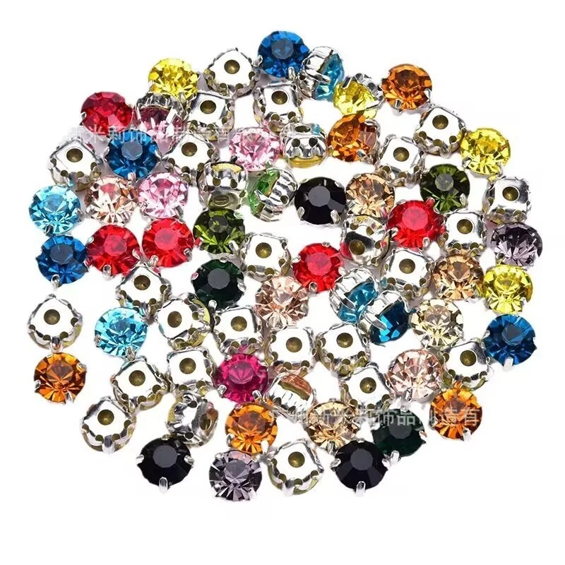 Artesanal Plata Color Mezcla Cristal Vidrio Rosa Montes Coser en Estrás Cuentas Foto 2 de 4