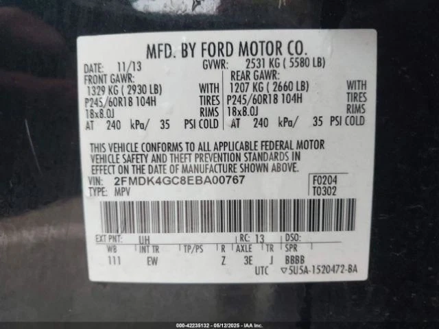 2014 Ford Edge A/C Compressor 3.5L Used OEM 154K Miles - Stock C25987 - Image 2 of 4