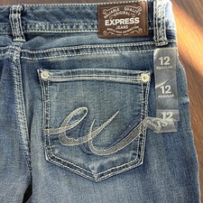 NWT Express Jeans Women's Sz 12R Boot Stella Low-Rise Flared 34x32 Stretch NEW