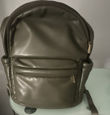 Green Solid Backpack w/ Zip Closure, Adjustable Shoulder Straps Outer Pockets