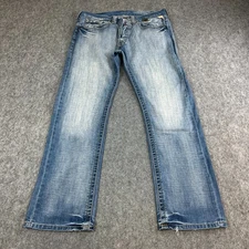 Replay Mens Jeans Relaxed Bootcut 36 32 Light Wash Blue Y2K Fades Whiskers