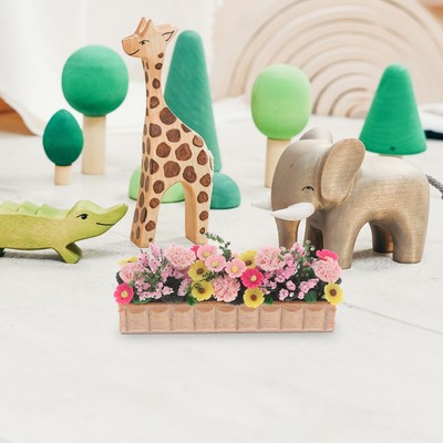  Holzblumenmodell Blumentopf Garten Miniaturen Dollhouse -Pflanzenmodell