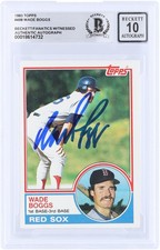 Wade Boggs Boston Red Sox Signed 1983 Topps #498 Beckett Fanatics 10 Rookie Card