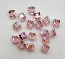 6pc Swarovski Crystal Light Rose AB Cube 5601 Beads; 2 Sizes: 6mm or 8mm