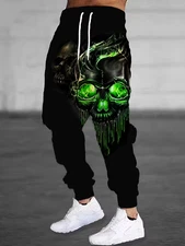 Gothic Aura Skulls Vibrant Eye Detail 3D All Over Print Sweatpants