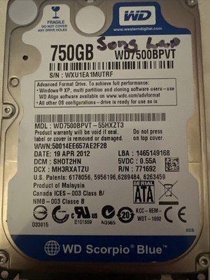 Western Digital Blue WD7500BPVT 750GB 2.5 Inch SATA Internal Hard Disk Drive