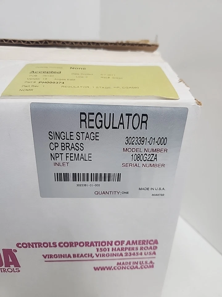 Regulador de gas Concoa 3023391-01-000, sellado, *NOS* Foto 2 de 4
