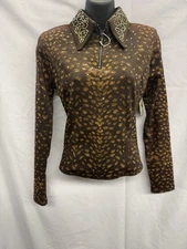 Western Show Shirt- Horsemanship Style- Western Collection- Chocolate Cheetah 