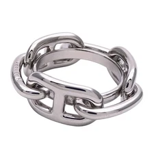 HERMES Scarf Ring Ladies Men s Brand Rugate Scarf Ring 90 Silver Stylish Outing