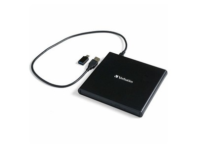 Verbatim Slim External Burner CD/DVD +/-RW Optical Drive USB 2.0 with USB A to