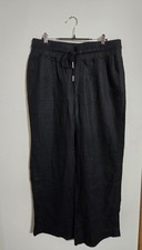 Pre-loved QUINCE Women's Black Linen Wide-leg Pants Sz Large